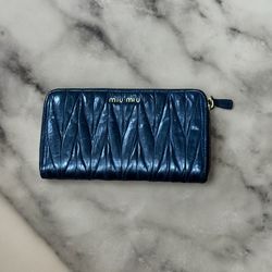 Black/Navy Miu Miu Long Zip Wallet
