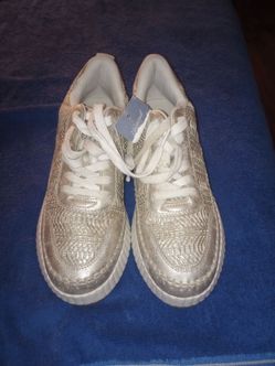 Universal Gold Metallic Sneakers with Tags