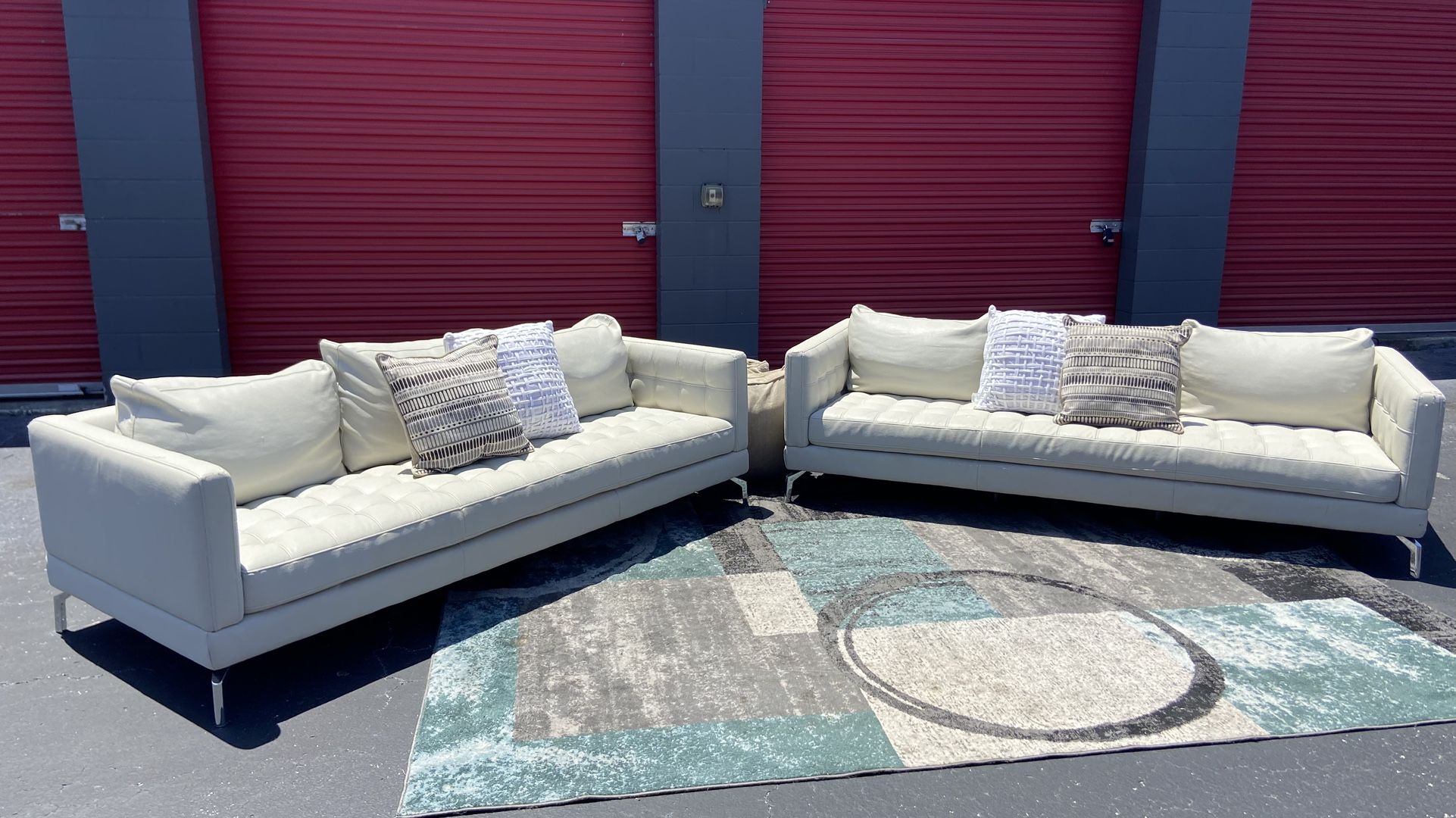 White Leather Sofas Set