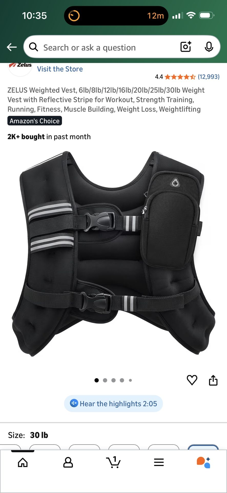 Weighted Vest 30 Lbs