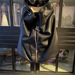 New Black Leather Backpack 