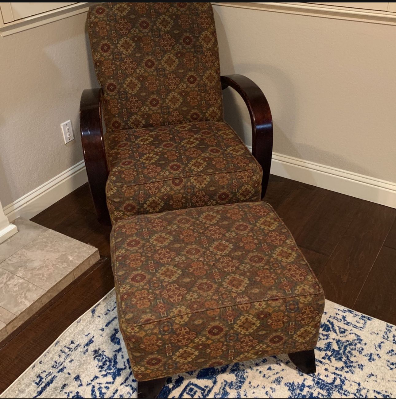 Macy’s Custom Fabric Chair + Ottoman