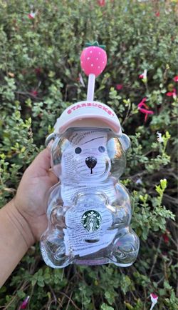 Strawberry Bear Glass Cup