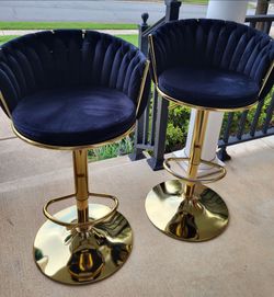 Bar stools TWO ADJUSTABLE SWIVEL black / gold