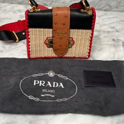 Prada Raffia Leather Bag 