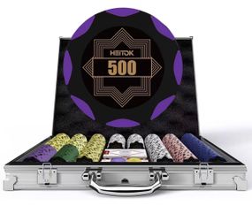 HEITOK 500-Piece Poker Chip Set with Numbered 14g Chips and Aluminum Case