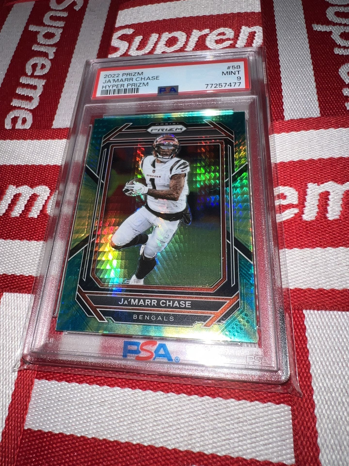 2022 Panini Prizm #58 JA’MARR CHASE Red White Blue Prizm • BENGALS