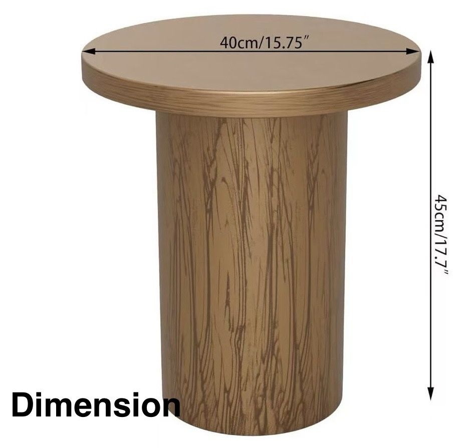 🥨Metal Small Patio Table, Round Outdoor Side Table, Wood Color Outdoor Accent End Table, Patio Furniture, for Garden, Pool, Yard, Balcony