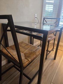 Glass Top Bar Table with 2 Chairs