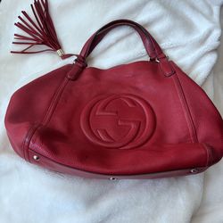 GUCCI SOHO Red Pebbled Leather