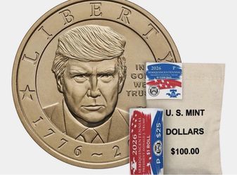 Bag of Trump presidential dollar coins