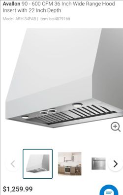 Avallon 90 - 600 CFM 36 Inch Wide Range Hood Insert with 22 Inch Depth
