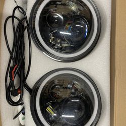 7 Inch Round Headlights Led Projectors High And Low With Drl Lights Halos 
