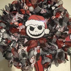 Handmade Jack Skellington Christmas Wreath – 22”