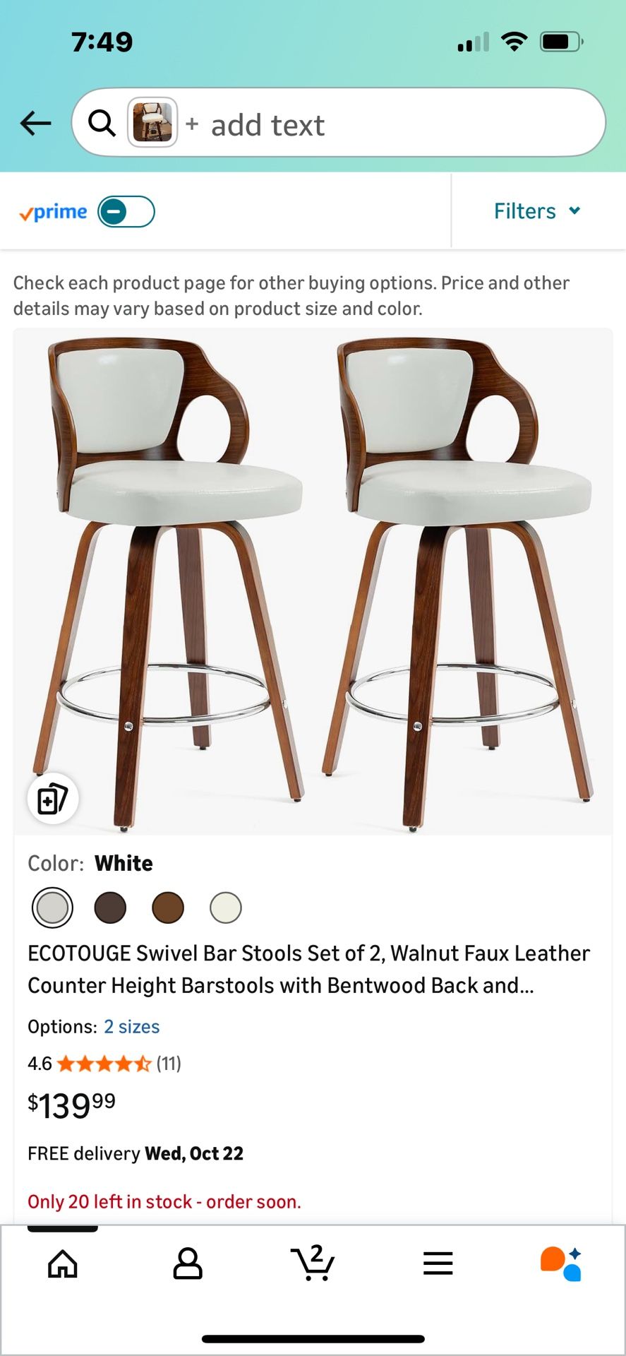 Set Of 2 Bar Stool 