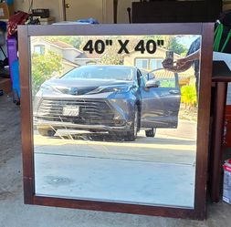 40x40 Square Mirror with Wood Frame