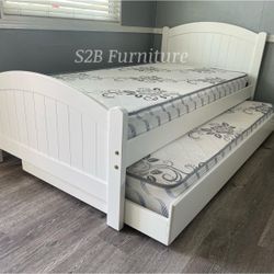 Twin Twin Cherry Trundle W Ortho Mattress