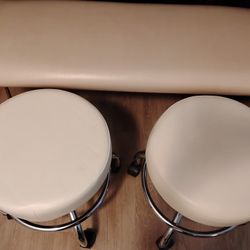 Leather Bench And Stools 