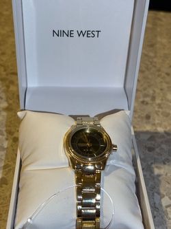 Gold-Tone Watch with Dark Dial