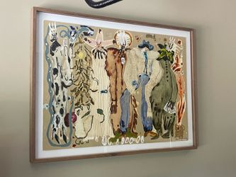 Four Hands Blue Eyed Snake Woman Caroline Pinney Wall Art 48x36 Walnut