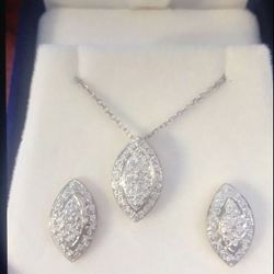 NEW Genuine Diamond necklace earrings set