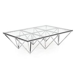 Metal Glass Silver Spike Coffee Table 