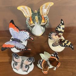 (5)Antique Rosenthal Porcelain Hand Painted Butterflies Bavaria Germany Figurine.