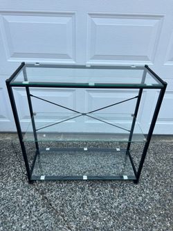 Black Metal and Glass 2-Shelf Console shelf