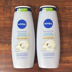Nivea Pampering Body Wash With Nourishing Body Wash; COCONUT & ALMOND MILK Scent: 20 oz Each (2 For $9)