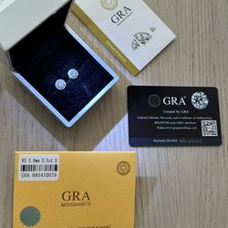 925 Sterling Silver Earrings 1 Carat Lab Diamond GRA Certified Stone Pass Tester Moissanite Brand New 