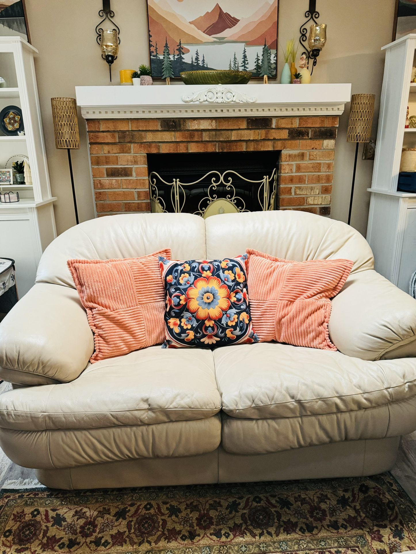 Reduced! 🎉CLEAN BEIGE SOFT LEATHER 4 PIECE LIVING ROOM SET