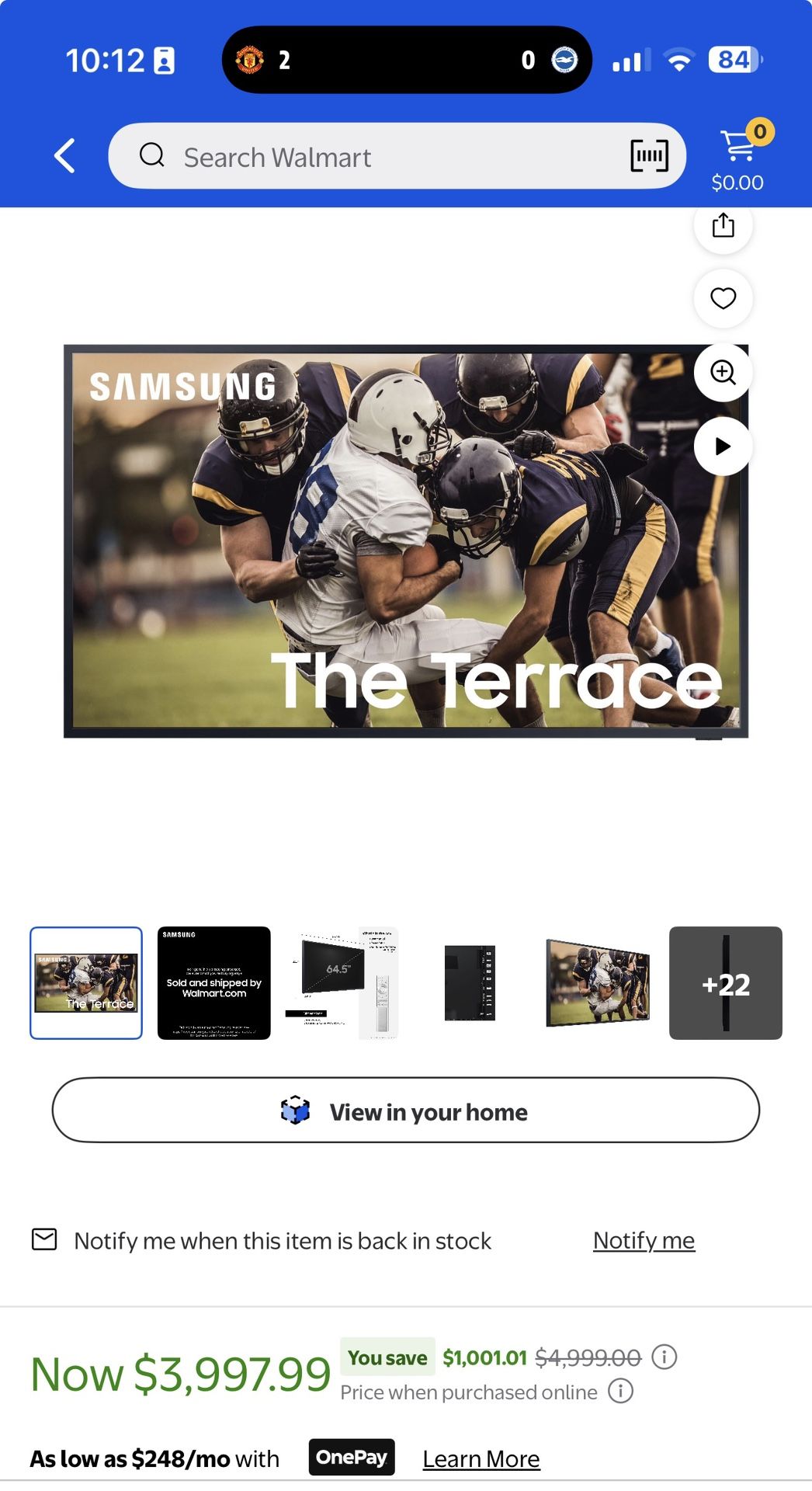 Samsung 65” QLED The Terrace Outdoor TV