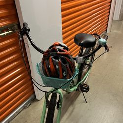Gorgeous, Mint Green Cruiser Style Bicycle With Belle And Basket – – Helmet Included!