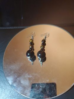 Tiger's Eye And Black Onyx Earings