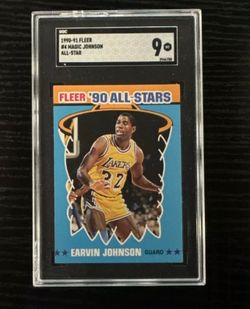 1990-91 Fleer All-Star #4 Magic Johnson Los Angeles Lakers HOF SGC 9 MINT