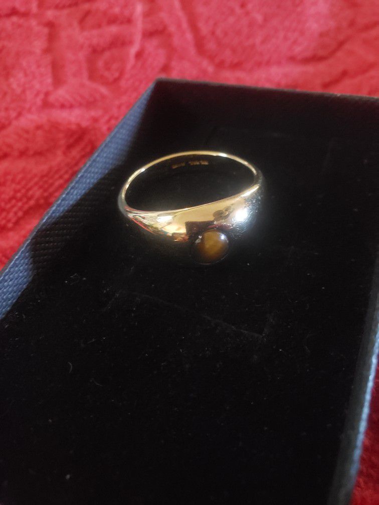 Men's Gold Plated Tigers Eye Ring