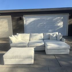 Crate & Barrel “Lounge Deep” Extra Wide Chaise Sectional w/ Ottoman - WE DELIVER 