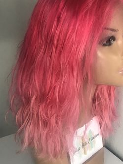 Custom color Wet Look Wavy Human Hair Wig 12”