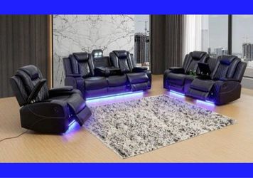 💥FREE DELIVERY💥Brand New POWER, LED, USB  3PC Reclining Sofa Loveseat Chair Set