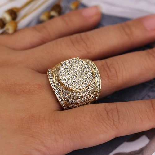 "Noble Gold Plated Zircon Full Filled Fashion Chunky Luxury Ring for Men, L470
 
