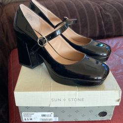 New! Womens Black Patent Mary Jane Pumps Size 8.5
