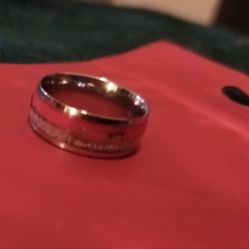 Blood Red Stainless Steel Ring Sz8