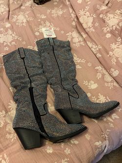 Black Rhinestone Boots
