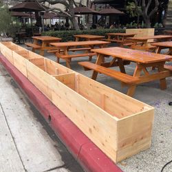 Redwood Cedar garden bed planter boxes raised elevated 3 4 5ft long wheels casters custom made vege 