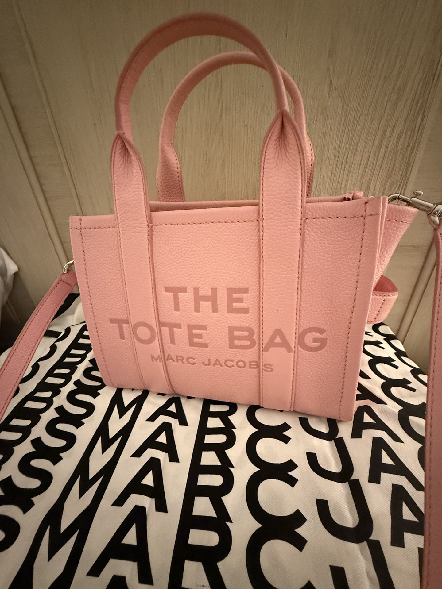 Marc Jacobs Leather Small Tote Bag – Ribbon Pink – Gently Used