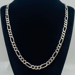 20" Solid 925 Sterling Silver Vintage Figaro Chain Necklace > 30G - Diamond Cut