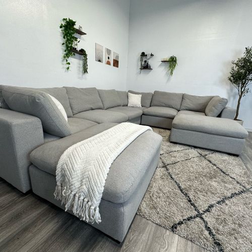 Lowell 8 Piece Grey Sectional Couch - Free Delivery 