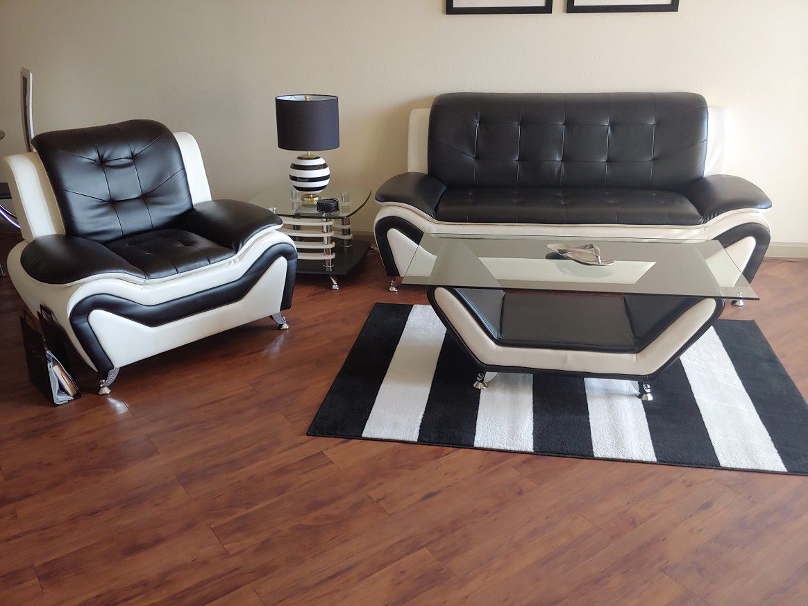 US Pride Bonded leather sofa, chair, and coffee table