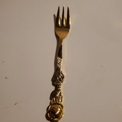 Small Fancy Gold Tone Cocktail Fork