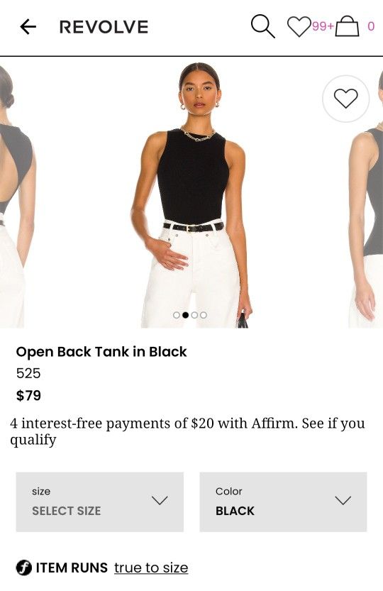 525 Open Back Black Tank